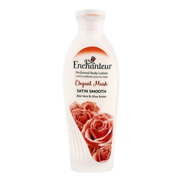 Enchanteur Elegant Musk Moisture Silk Perfumed Body Lotion, Aloe Vera & Olive Butter – 250ml