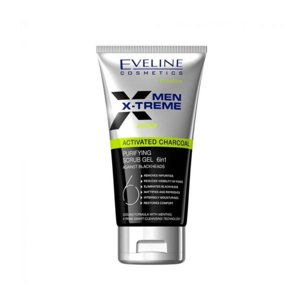 Eveline Men X-Treme Activated Charcoal Purifying Scrub Gel 6 in 1 – 150ml