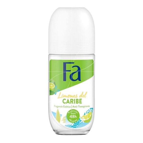 Fa 48 Hours Protection Limones Del Caribe Exotic Fragrance Anti-Transparent Roll On, For Women – 50ml