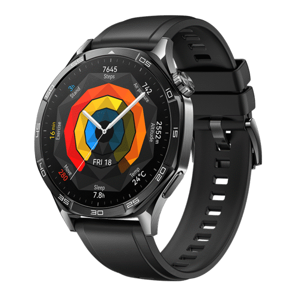 HUAWEI Watch GT 5 46mm Black stainless steel frame with Black Fluoroelastomer Strap