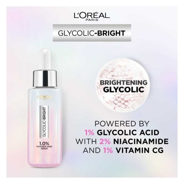 L’Oreal Paris Glycolic Bright Instant Glowing Serum, Reduces 57% Dark Spots – 30ml