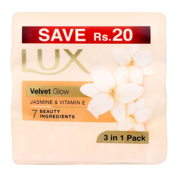 Lux Velvet Glow 3-Pack Soap Trio Pack, Jasmin & Vitamin E – 110g
