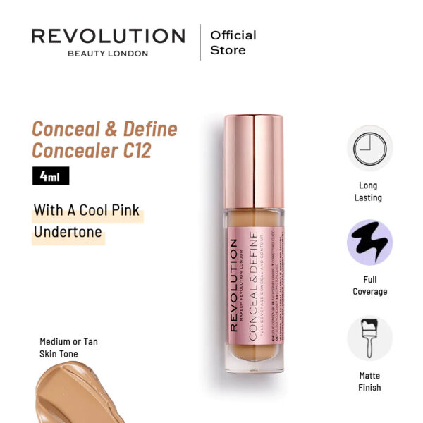 Makeup Revolution Conceal & Define Concealer C12 – 4ml