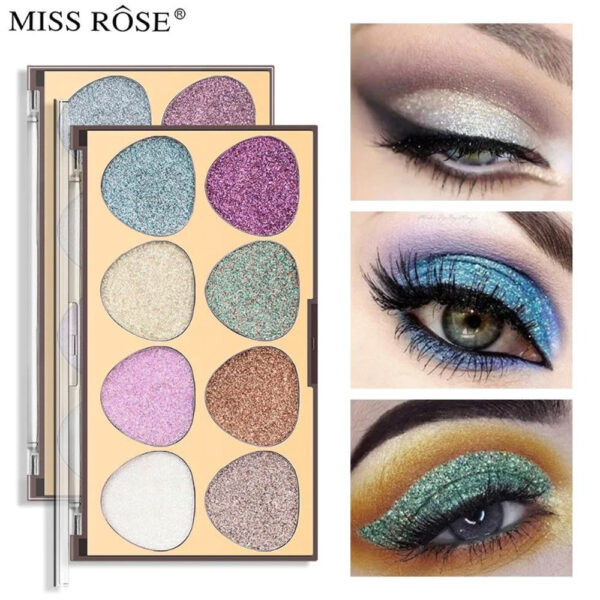 Miss Rose 8 Color Glitter Eyeshadow Palette