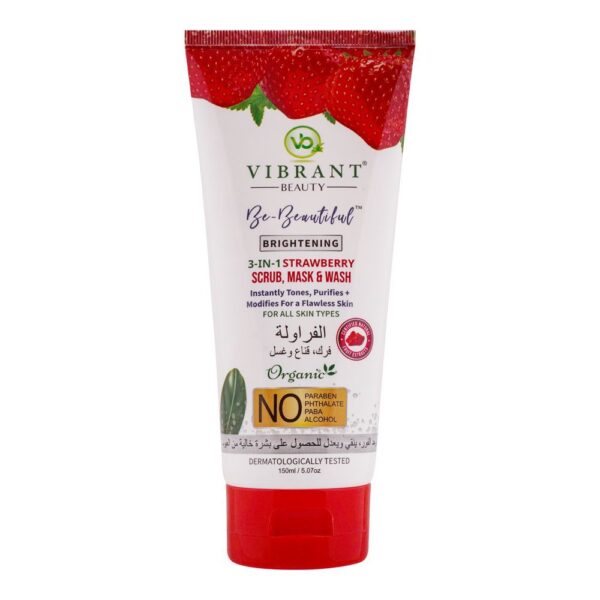 Vibrant Beauty Brightening 3-In-1 Strawberry Scrub, Mask & Wash, For All Skin Types – 150ml
