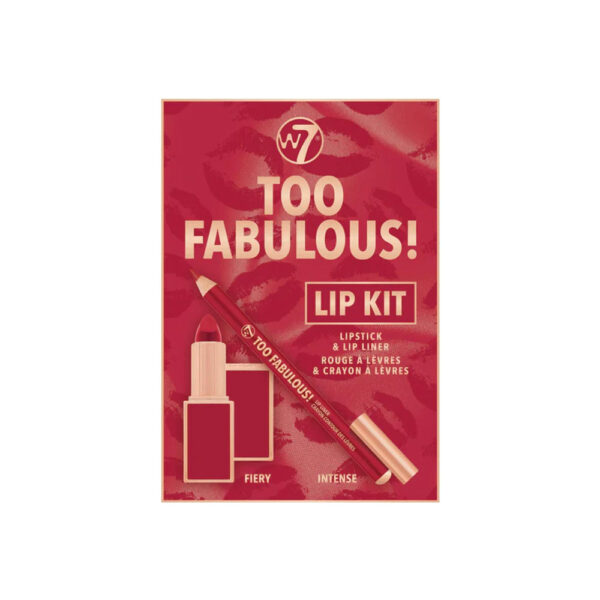 W7 Too Fabulous Lip Kit Lipstick and Lip Liner Duo Gift Set