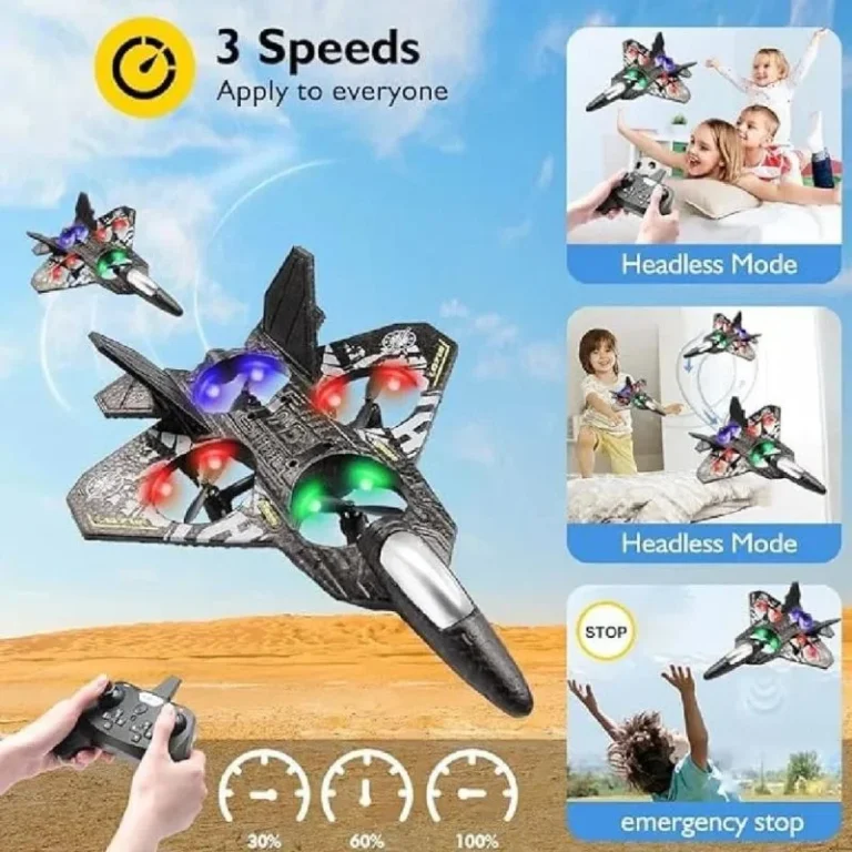 Premium RC fighter jet plane with LED lights and 2.4GHz remote control