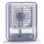 Portable USB air cooler fan operating quietly on table