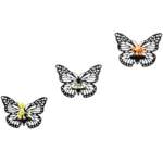 black and wood brown wooden butterfly floating wall shelf front view