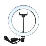 Portable 36cm LED ring light setup for photography and streaming