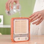 Rechargeable USB air cooler fan with included charging cable