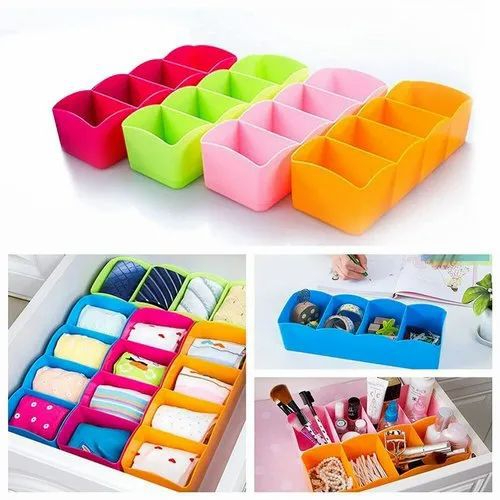 4-18_1726843700.jpg 5-Grid Multipurpose Divider Storage Box | Cosmetic, Jewelry & Kitchen Organizer | Random Colors - Image 1