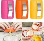 Colorful stainless steel egg shell opener in kitchen setting
