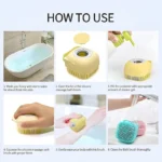 Soft Silicone Bath Brush with Hooks | Baby & Adult Body Scrubber | Random Color | With Box - Image 7