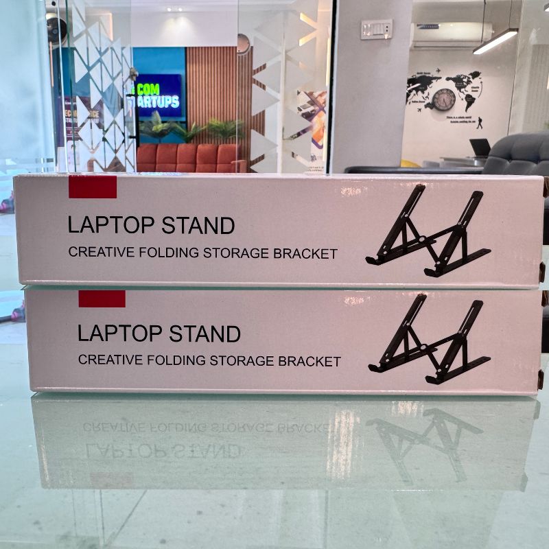 5_1740133608.jpg Premium Aluminum Foldable Laptop Stand | Sturdy, Adjustable, Portable | Silver & Black - Image 1