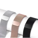Black Milanese magnetic loop strap attached to Apple Watch