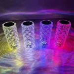 16 Colors Diamond Rose Crystal Touch Lamp | USB Rechargeable Bedside Lamp with Remote