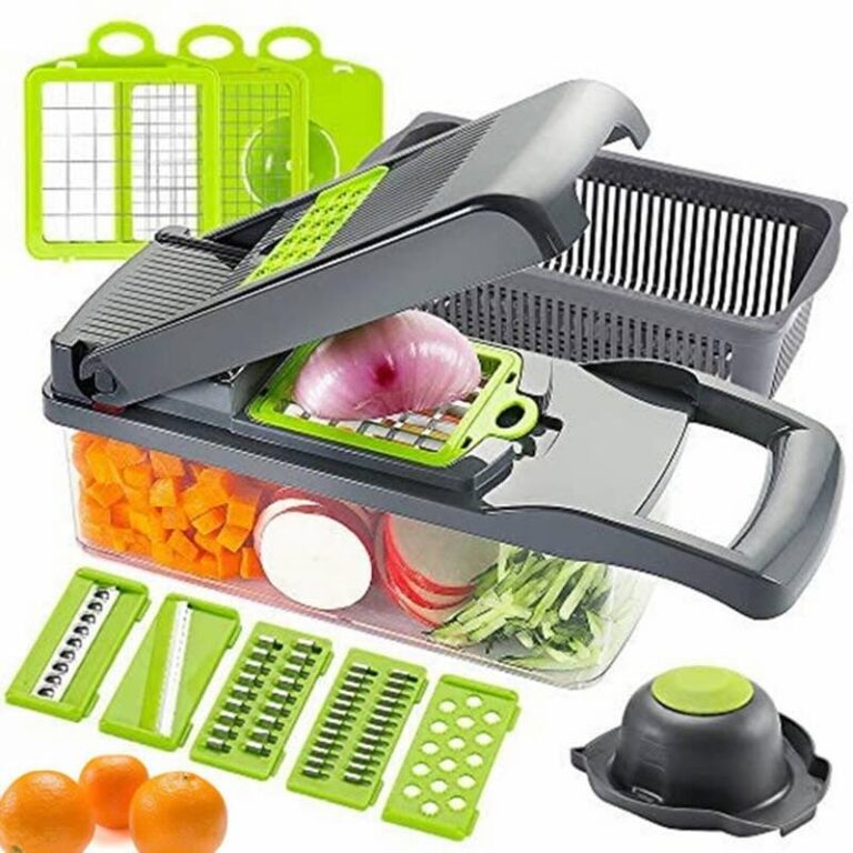 14-in-1 mandoline slicer with multiple blade attachments