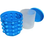 Silicone ice cube maker in freezer with lid closed