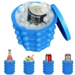 Travel-friendly silicone ice bucket with ice cubes inside