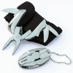 Portable stainless steel multitool plier knife with leather pouch