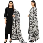 Katan Silk 3-Piece Suit for Women | Unstitched Plain Shirt & Trouser with Heavy Winter Silk Shawl - Image 6