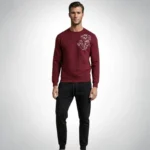 LION Printed Maroon  Tracksuit Sweatshirt & Trouser  | Warm & Comfortable Winter Wear | Large - Image 3