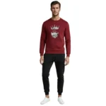 KING Printed Maroon Tracksuit Sweatshirt & Trouser | Warm & Comfortable Winter Wear | Medium - Image 3