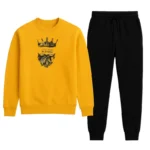 KING Printed Yellow Tracksuit Sweatshirt & Trouser | Warm & Comfortable Winter Wear | XL - Image 4