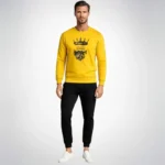 KING Printed Yellow Tracksuit Sweatshirt & Trouser | Warm & Comfortable Winter Wear | XL - Image 2