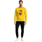 KING Printed Yellow Tracksuit Sweatshirt & Trouser | Warm & Comfortable Winter Wear | XL