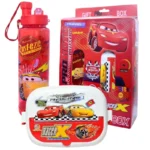 Side view of kids lunch box and water bottle combo