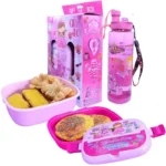 Kids lunch box and water bottle displayed in gift box
