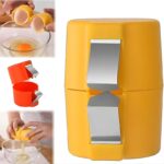Handheld ergonomic egg shell cracker with raw egg