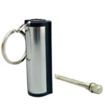 Silver waterproof permanent match flint lighter with keychain