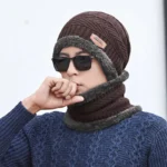 Winter Wool Cap with Neck Warmer Set | Thermal Beanie & Scarf Combo for Men and Women | Brown And Gray - Image 4