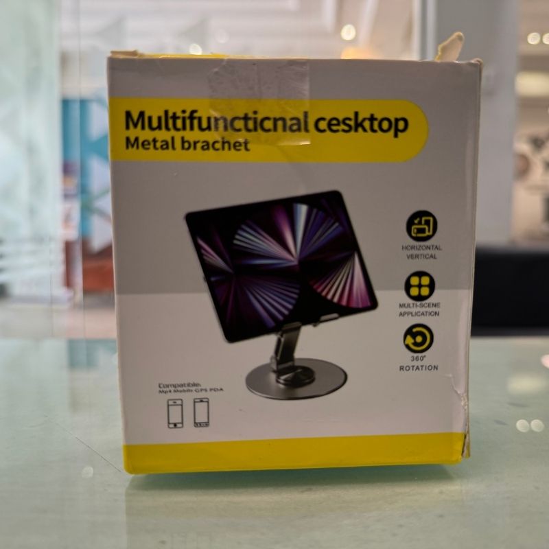 Untitleddesign_1741937789.jpg Multi-Angle 360° Rotating Metal Phone & Tablet Stand | Foldable, Universal & Elegant - Image 1