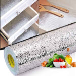 Silver foil marble sheet sticker applied on furniture surface