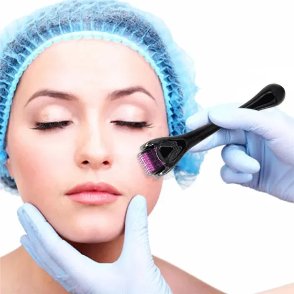 Derma roller with 540 titanium micro-needles for hair and skin therapy