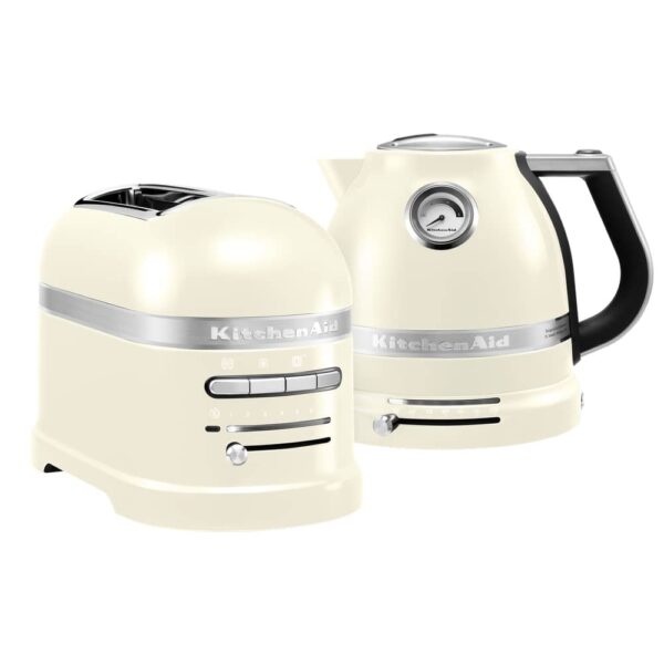 KitchenAid 5KEK1522BAC + 5KMT2204BAC Artisan Variable Temperature Kettle & 2 Slice Toaster Set – ALMOND CREAM
