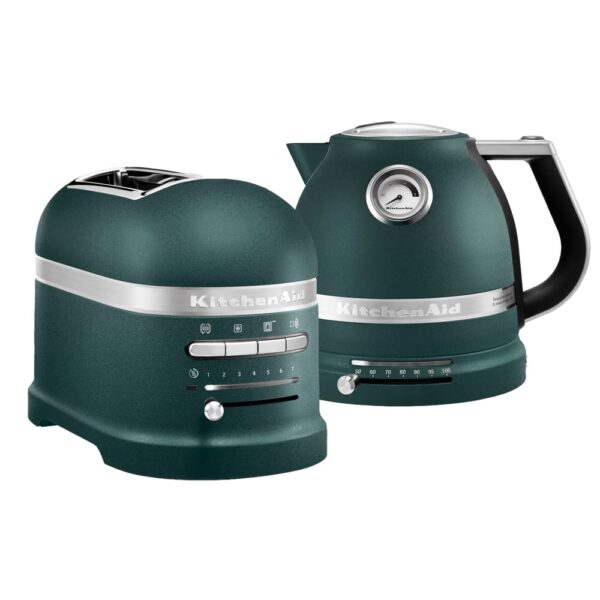 KitchenAid 5KEK1522BPP + 5KMT2204BPP Artisan Variable Temperature Kettle & 2 Slice Toaster Set – PEBBLE PALM