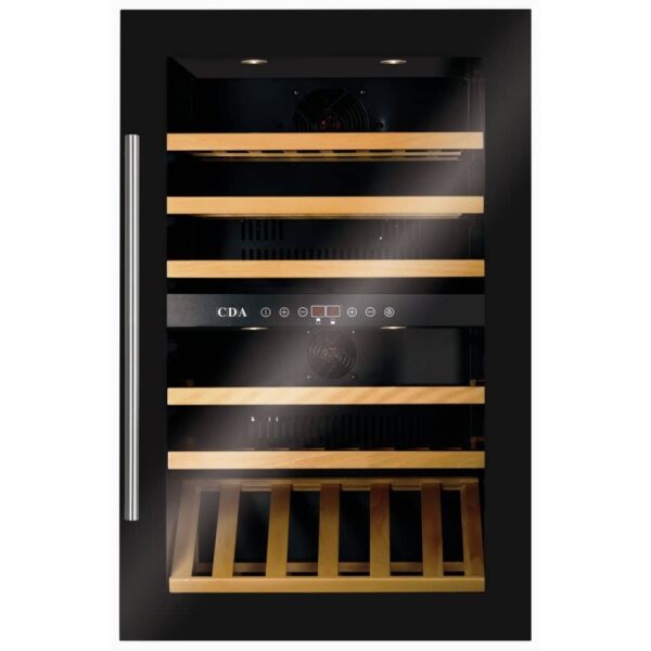 CDA FWV901BL 88cm Integrated In Column Dual Zone Wine Cooler – BLACK