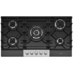 Caple C789G 87cm 5 Burner Gas On Glass Hob – BLACK
