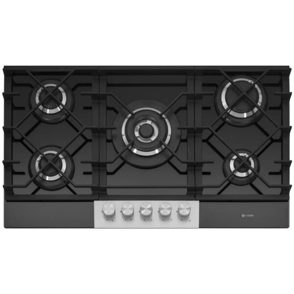Caple C789G 87cm 5 Burner Gas On Glass Hob – BLACK