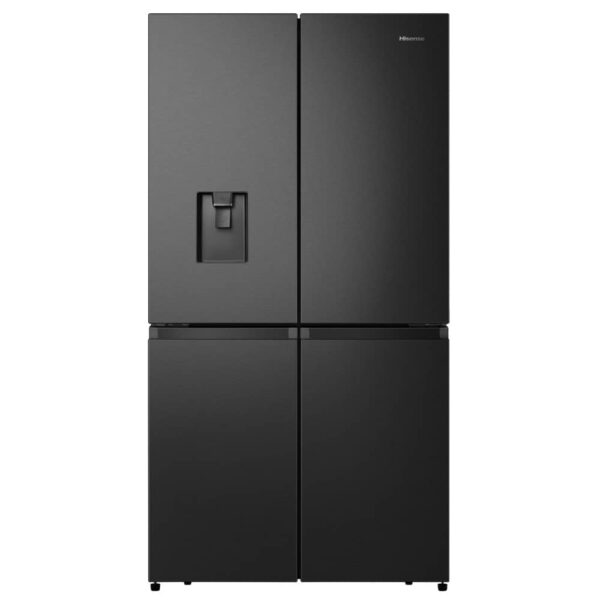 Hisense RQ758N4SWFE Four Door American Style Fridge Freezer With Water Dispenser Non Plumbed – BLACK STEEL
