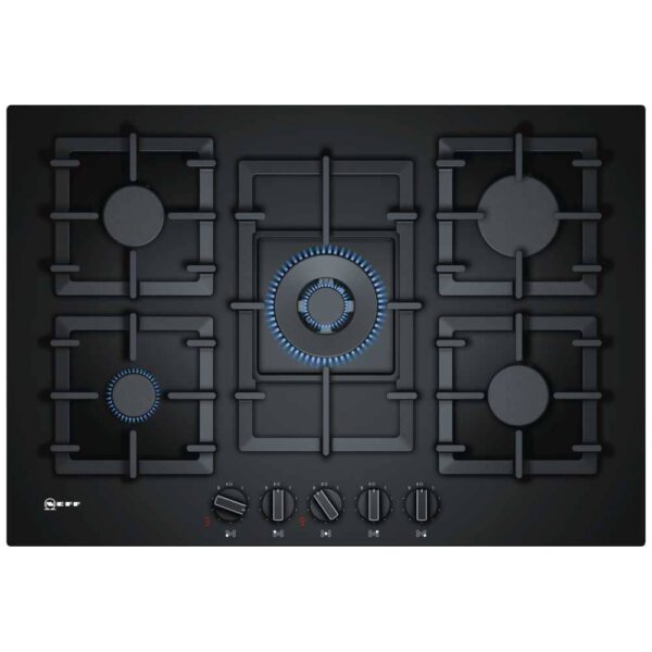 Neff T27CA59S0 75cm 5 Burner FlameSelect Gas On Glass Hob – BLACK