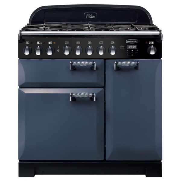 Rangemaster ELA90DFFSB/ Elan Deluxe 90cm Dual Fuel Range Cooker 125760 – STONE BLUE