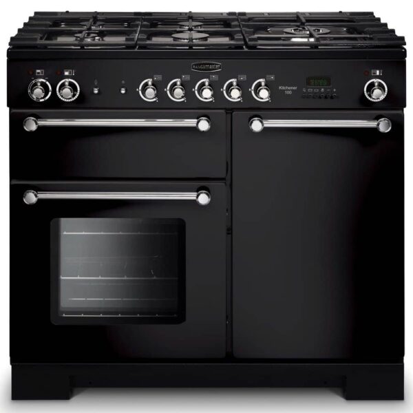 Rangemaster KCH100DFFBL/C Kitchener 100cm Dual Fuel Range Cooker 98790 – BLACK