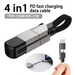 4-in-1 Multi Fast Charging Cable Keychain PD for iPhone & Android