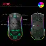 HXSJ J900 USB Wired Gaming Mouse RGB Gaming Mouse with Six Adjustable DPI Ergonomic Design for Desktop Laptop PC Computer Office - Image 6